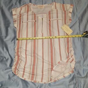 Sweet Wanderer Pink Cap Sleeve Blouse with V-Neck